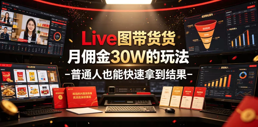 Live图带货月佣金30W的玩法-普通人也能快速拿到结果-卓越网创