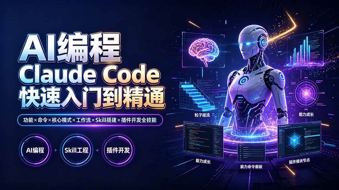 (19306期)AI编程 Claude Code快速入门到精通:功能×命令×核心模式×工作流×Skill搭建×插件开发全技能 (19306期)AI编程 Claude Code快速入门到精通:功能×命令×核心模式×工作流×Skill搭建×插件开发全技能