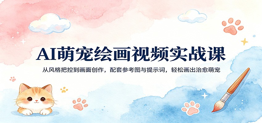 AI萌宠绘画视频实战课：从风格把控到画面创作，配套参考图与提示词，轻松画出治愈萌宠-卓越网创