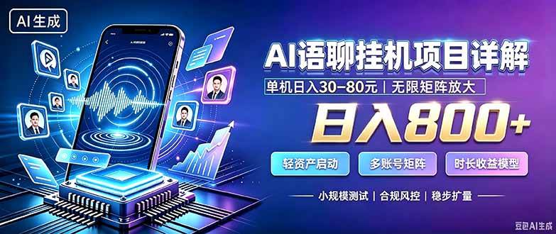 （20314期）AI语聊挂机，日入800+，适用个人副业，工作室矩阵操作-卓越网创