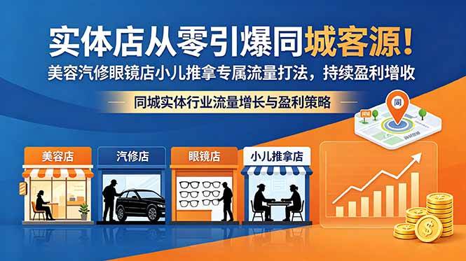 (18592期)实体店从零引爆同城客源!美容汽修眼镜店小儿推拿专属流量打法,持续盈利增收-卓越网创