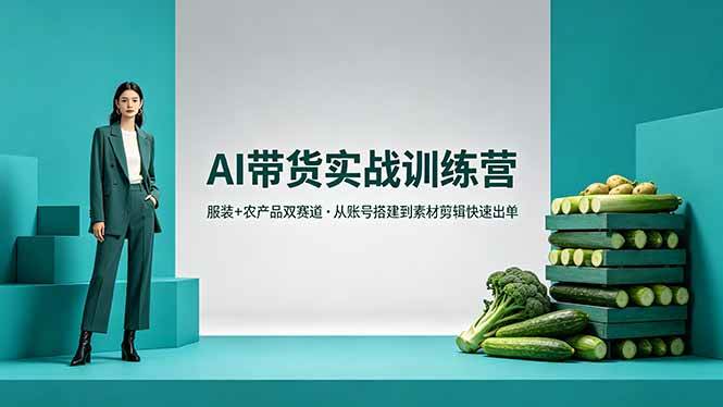 （18355期）AI带货实战训练营，服装+农产品双赛道，从账号搭建到素材剪辑快速出单-卓越网创