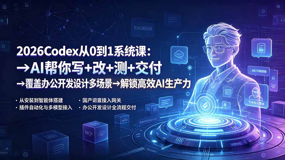 (19461期)2026Codex从0到1系统课:→AI帮你写+改+测+交付→覆盖办公开发设计多场景→解锁高效AI生产力 (19461期)2026Codex从0到1系统课:→AI帮你写+改+测+交付→覆盖办公开发设计多场景→解锁高效AI生产力