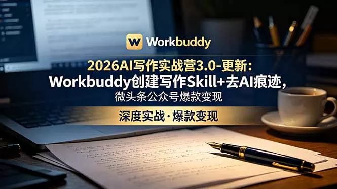 2026AI写作实战营3.0-更新:Workbuddy创建写作Skill+去AI痕迹,微头条公众号爆款变现 2026AI写作实战营3.0-更新:Workbuddy创建写作Skill+去AI痕迹,微头条公众号爆款变现
