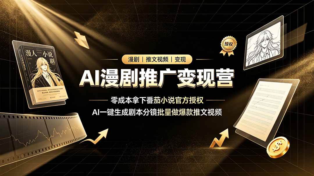 (19193期)AI漫剧推广变现营,零成本拿下番茄小说官方授权,AI一键生成剧本分镜批量做爆款推文视频 (19193期)AI漫剧推广变现营,零成本拿下番茄小说官方授权,AI一键生成剧本分镜批量做爆款推文视频