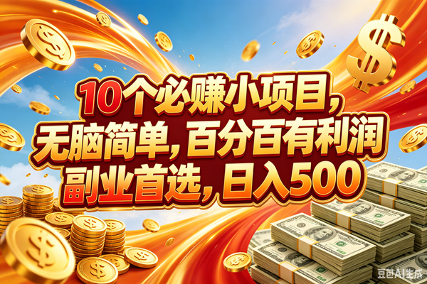 （18918期）10个必赚的小项目，百分百赚元子，无脑简单，副业首选，日入500+-卓越网创