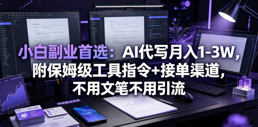 小白副业首选:AI代写月入1-3W,附保姆级工具指令+接单渠道,不用文笔不用引流【揭秘】 小白副业首选:AI代写月入1-3W,附保姆级工具指令+接单渠道,不用文笔不用引流【揭秘】