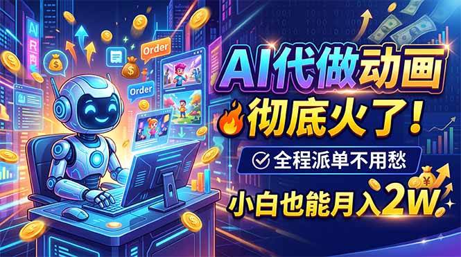 （19828期）AI代做动画，彻底火了！全程派单不用愁，小白也能月入2W-卓越网创