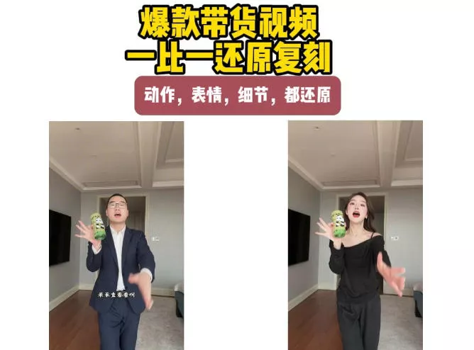 AI带货视频复刻，一比一还原加二创，动作，表情，细节，都还原，新手也能直接套用-卓越网创