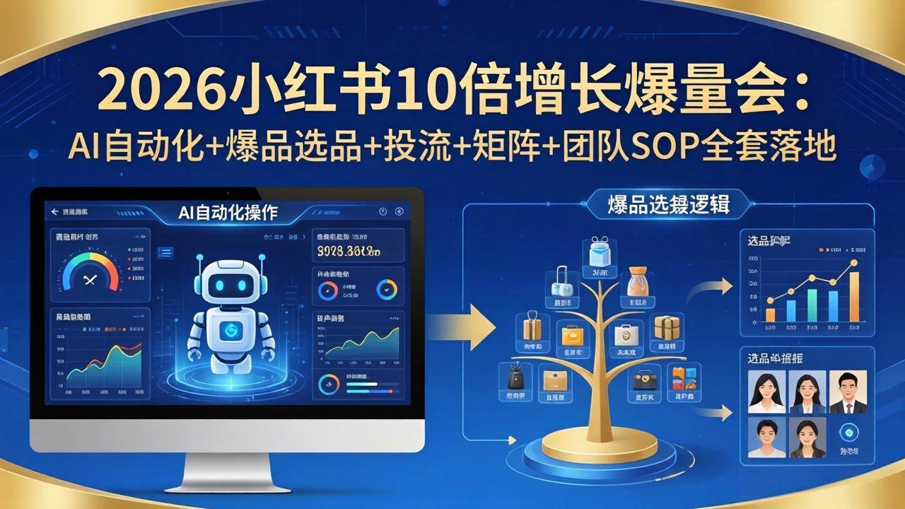 (17964期)2026小红书10倍增长爆量会:AI自动化+爆品选品+投流+矩阵+团队SOP全套落地 (17964期)2026小红书10倍增长爆量会:AI自动化+爆品选品+投流+矩阵+团队SOP全套落地