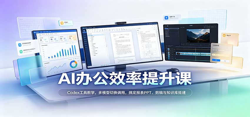 AI办公效率提升课:Codex工具教学,多模型切换调用,搞定报表PPT、剪辑与知识库搭建-卓越网创